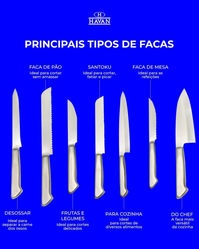 Tipos de facas: 7 modelos para a sua cozinha! - Blog Havan, faca 