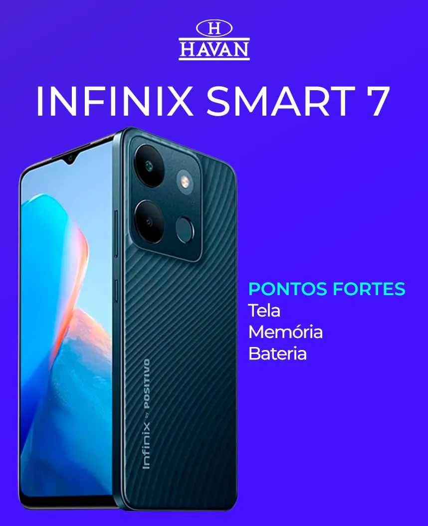 Celular com bom custo-benefício Infinix Smart 7 Havan